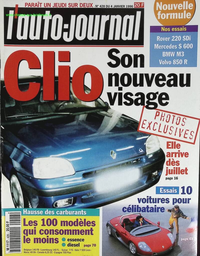 Clio son nouveau visage - L'auto journal - n° 428 - 1996 - revue magazine - voiture