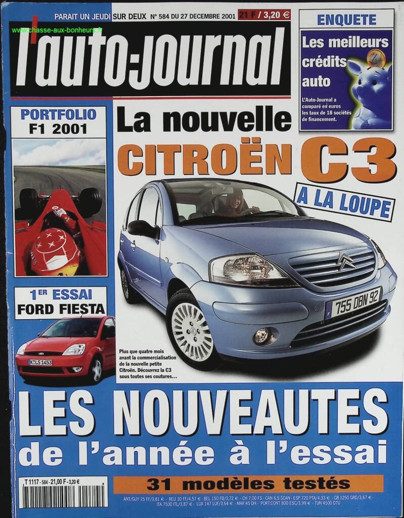 Citroën C3 - L'auto journal - n° 584 - 2001 - revue magazine - voiture