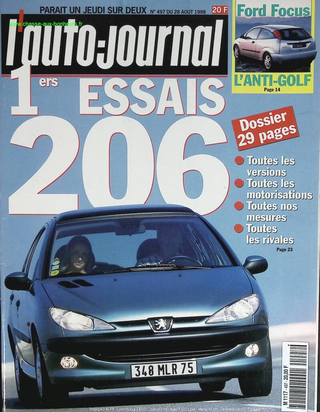 1. Test des Peugeot 206 - L'auto journal - Nr. 497 - 1998 - Zeitschriftentest - Auto