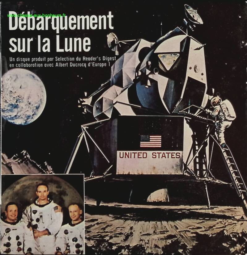 Débarquement sur la lune - Albert Ducrocq - disque vinyle 45 tours