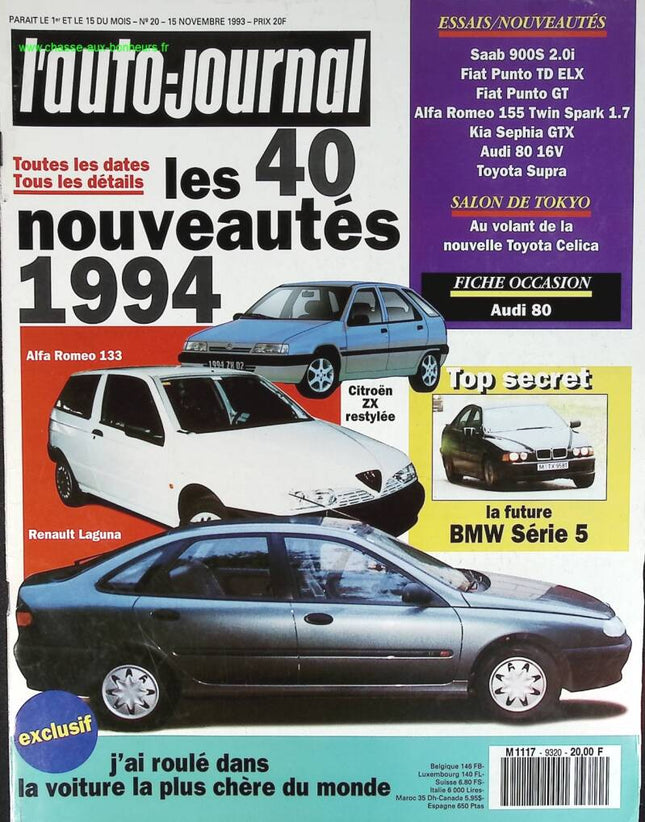 Die 40 Neuheiten des Jahres 1994 - L'auto journal - Nr. 20 - 1993 - Zeitschriftenbericht - Auto