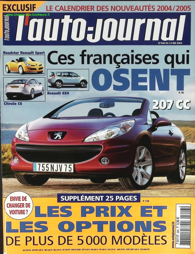 Peugeot 207 CC - L'auto journal - n° 646 - 2004 - revue magazine - voiture