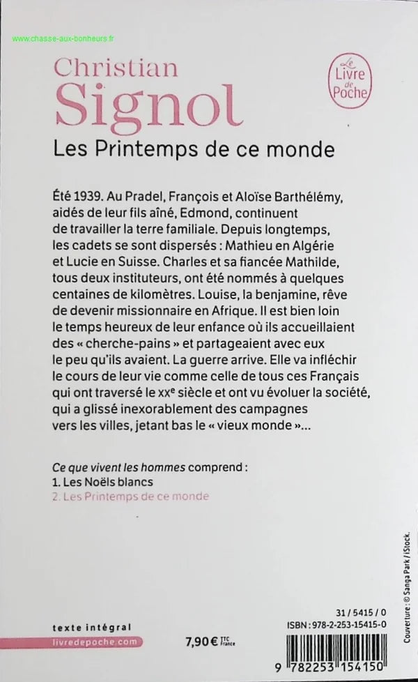 Ce que vivent les hommes - Tome 2 - Les printemps de ce monde - Christian Signol - Livre