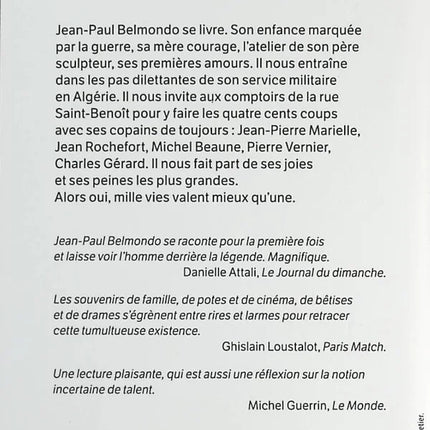 Mille vies valent mieux qu'une - Jean-Paul Belmondo - livre