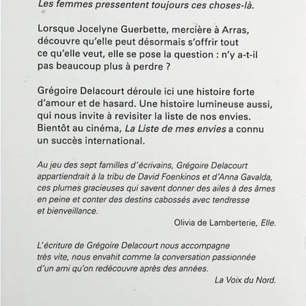 La Liste de mes envies - Grégoire Delacourt - livre