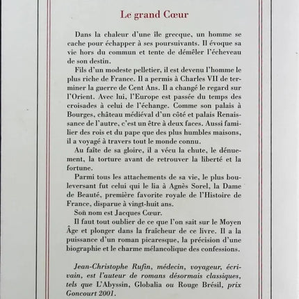 Le grand Coeur - Jean-Christophe Rufin - Livre