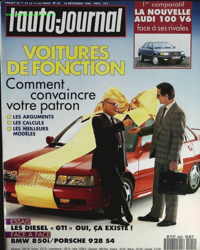 Voitures de fonction - L'auto journal - n° 22 - 1990 - revue magazine - voiture