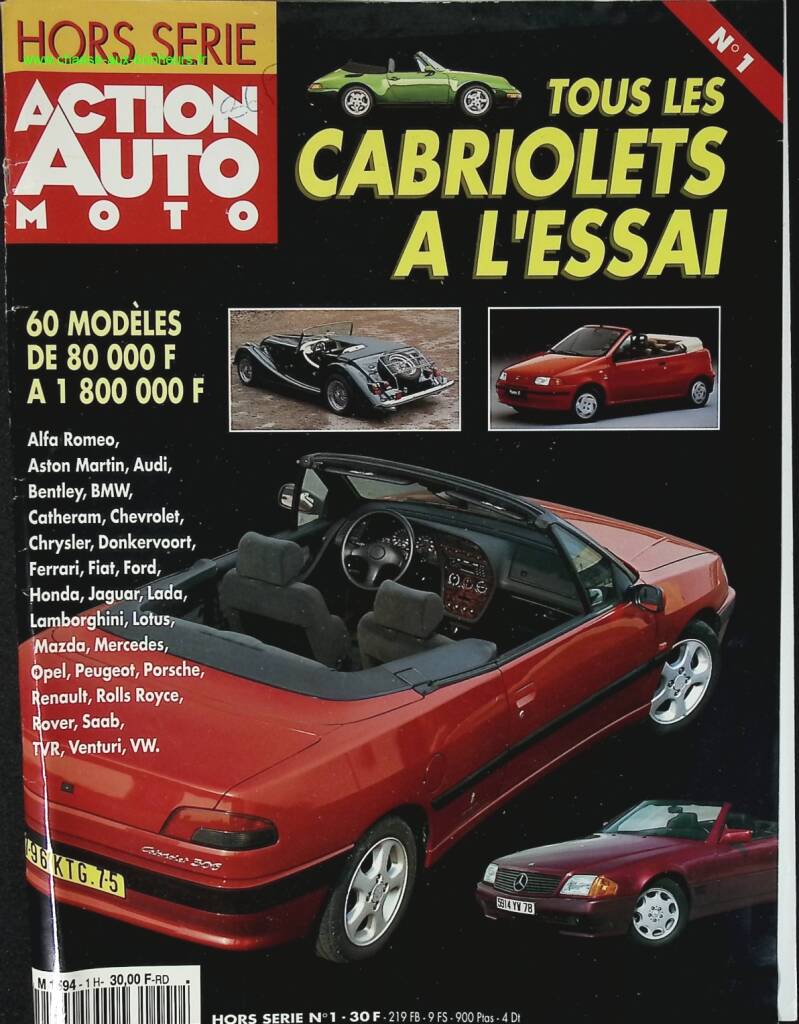 Cabriolets - Action auto moto - n° 1 - 1994 - revue magazine - voiture