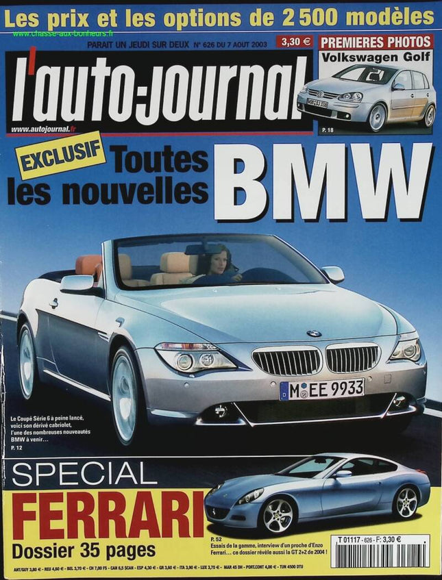 Toutes les nouvelles BMW - L'auto journal - n° 626 - 2003 - revue magazine - voiture