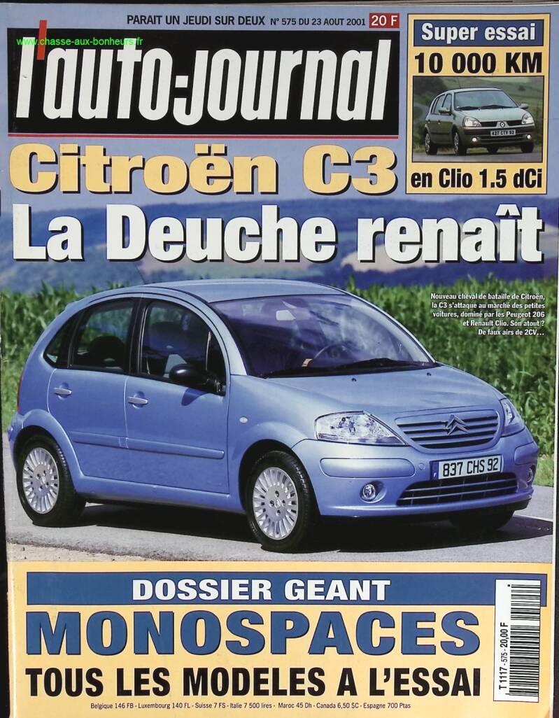 Citroën C3 - L'auto journal - n° 575 - 2001 - revue magazine - voiture