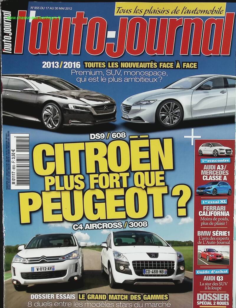 Citroën plus fort que Peugeot - L'auto journal - n° 855 - 2012 - revue magazine - voiture