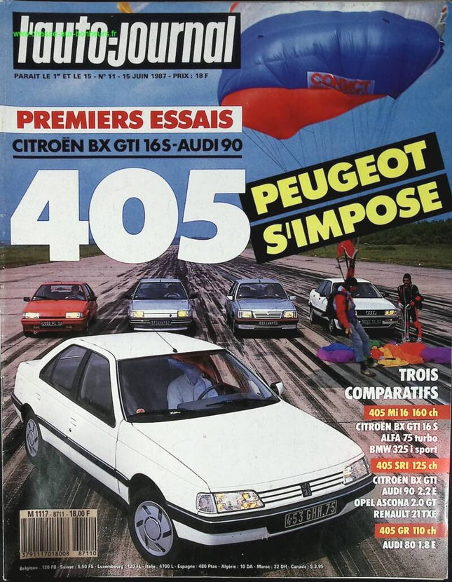 Peugeot 405 - L'auto journal - n° 11 - 1987 - revue magazine - voiture