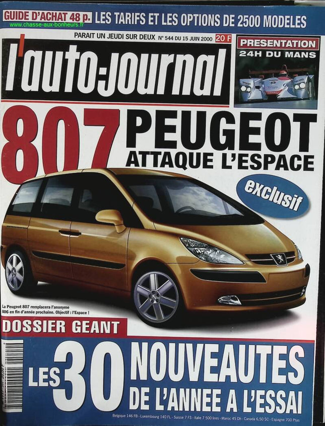Peugeot 807 greift Renault Espace an - L'auto Journal - Nr. 544 - 2000 - Zeitschriftenrezension - Auto