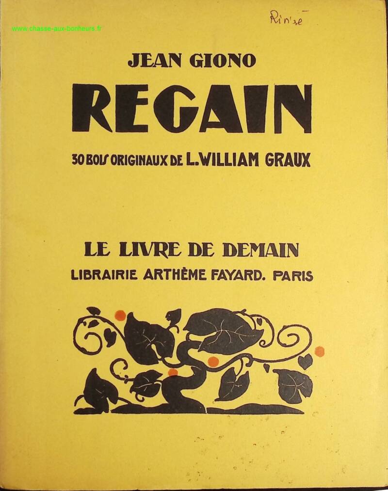 Regain - The book of tomorrow - Jean Giono - Book