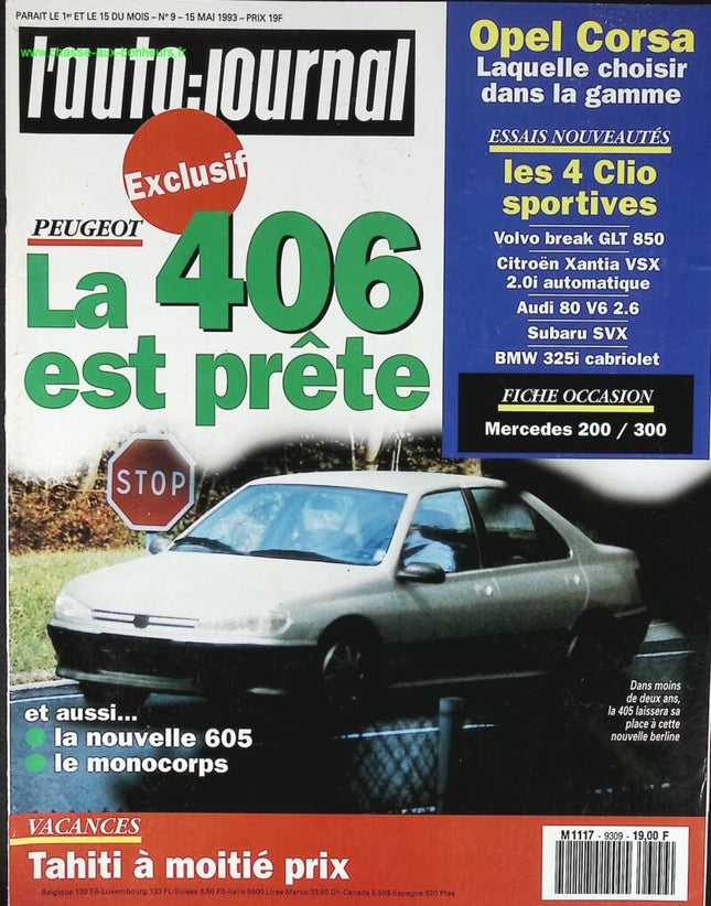 The 406 is ready - L'auto journal - n° 9 - 1993 - magazine review - car