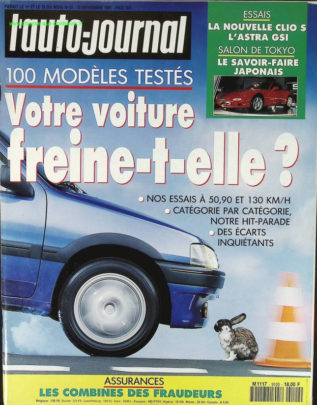 Votre voiture freine t elle - L'auto journal - n° 20 - 1991 - revue magazine - voiture