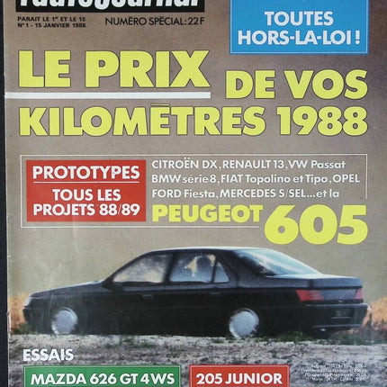 Peugeot 605 - L'auto journal - Nr. 1 - 1988 - Zeitschriftenrezension - Auto