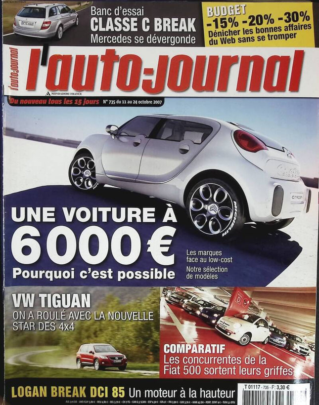 A 6000 euro car - L'auto journal - n° 735 - 2007 - magazine review - car