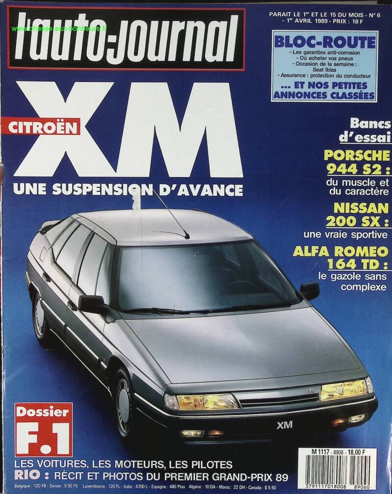 Citroën XM une suspension d'avance - L'auto journal - n° 6 - 1989 - revue magazine - voiture
