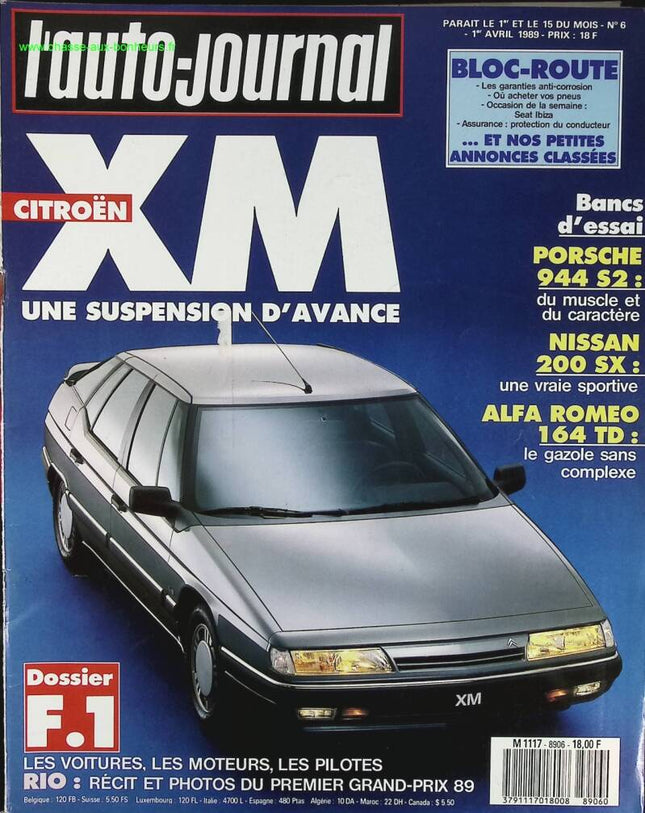 Citroën XM a suspension advance - L'auto journal - n° 6 - 1989 - magazine review - car