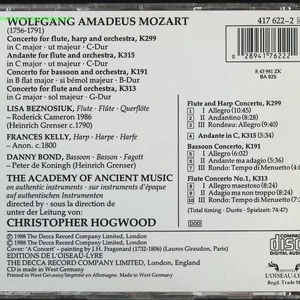 Harp/Flute 1/Concerto Bassoon - Wolfgang Amadeus Mozart - CD