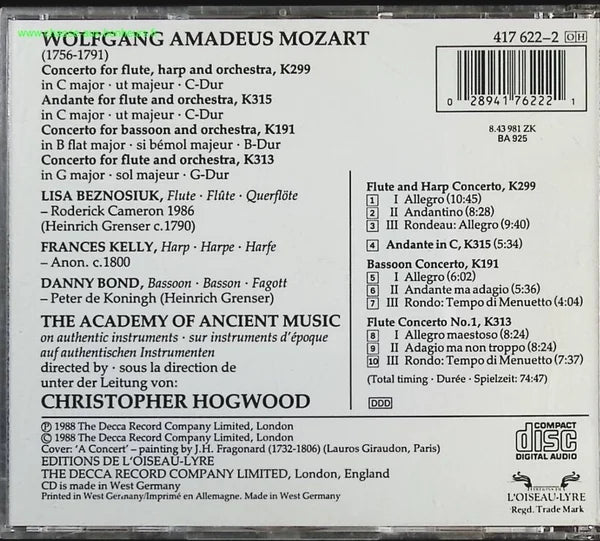 Harp/Flute 1/Concerto Bassoon - Wolfgang Amadeus Mozart - CD