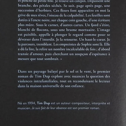 Je suis fait de leur absence - Tim Dup - Livre