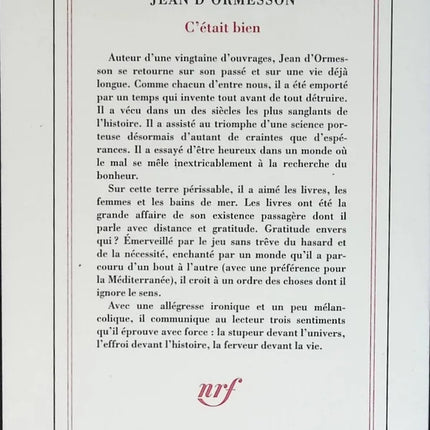 Es war gut - Jean d'Ormesson - Buch