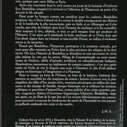 Baudolino – Umberto Eco – roman historique médiéval, aventure philosophique et fresque érudite - livre