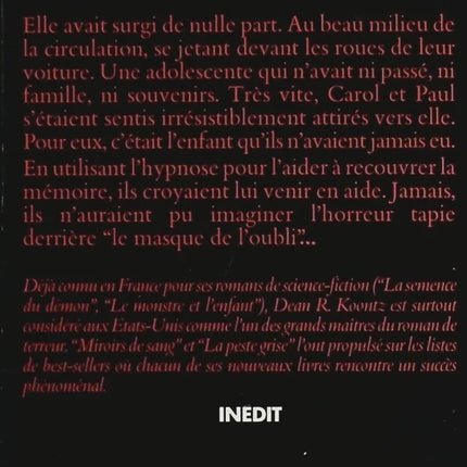 Le Masque de l'oubli - Dean Koontz - Livre
