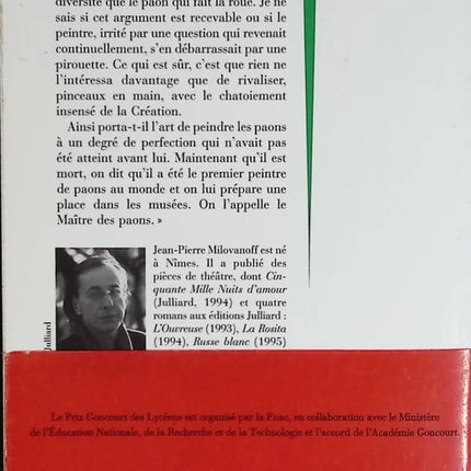Le maître des paons - Jean-Pierre Milovanoff - livre