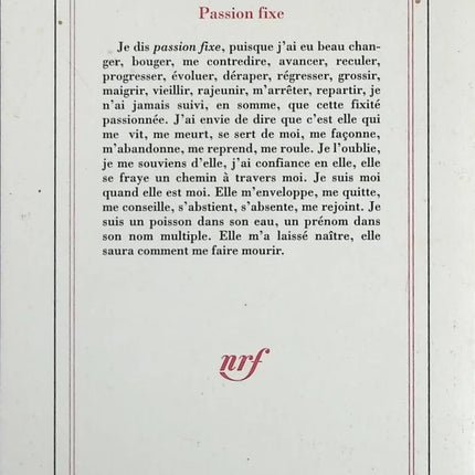 Fixed Passion - Philippe Sollers - Book
