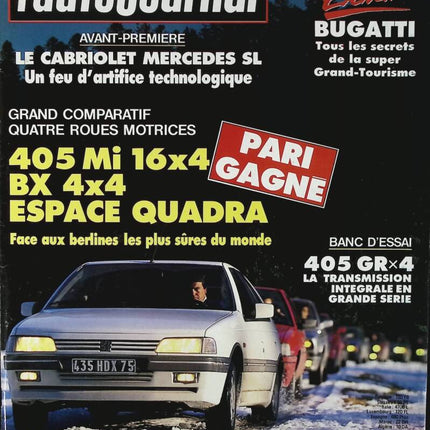 405 MI 16 BX 4*4 Espace quadra - L'auto Journal - Nr. 4 - 1989 - Zeitschriftenrezension - Auto