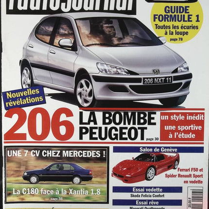 206 la bombe Peugeot - L'auto journal - n° 406 - 1995 - revue magazine - voiture