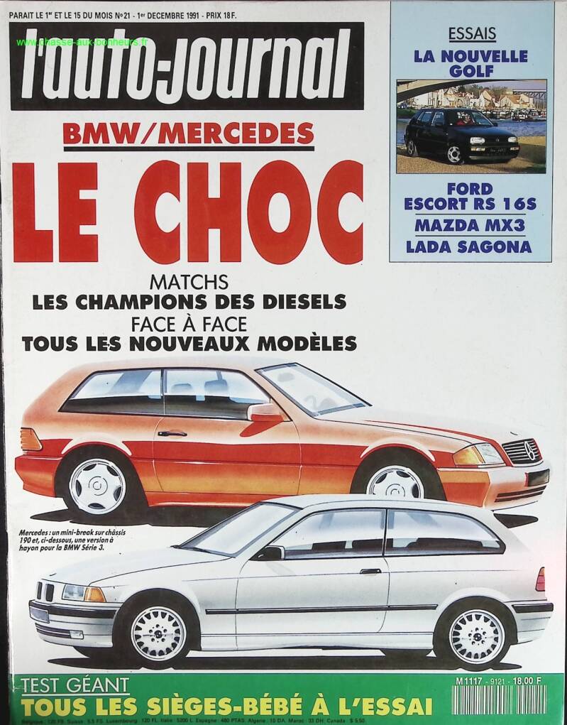 BMW Mercedes le choc - L'auto journal - n° 21 - 1991 - revue magazine - voiture