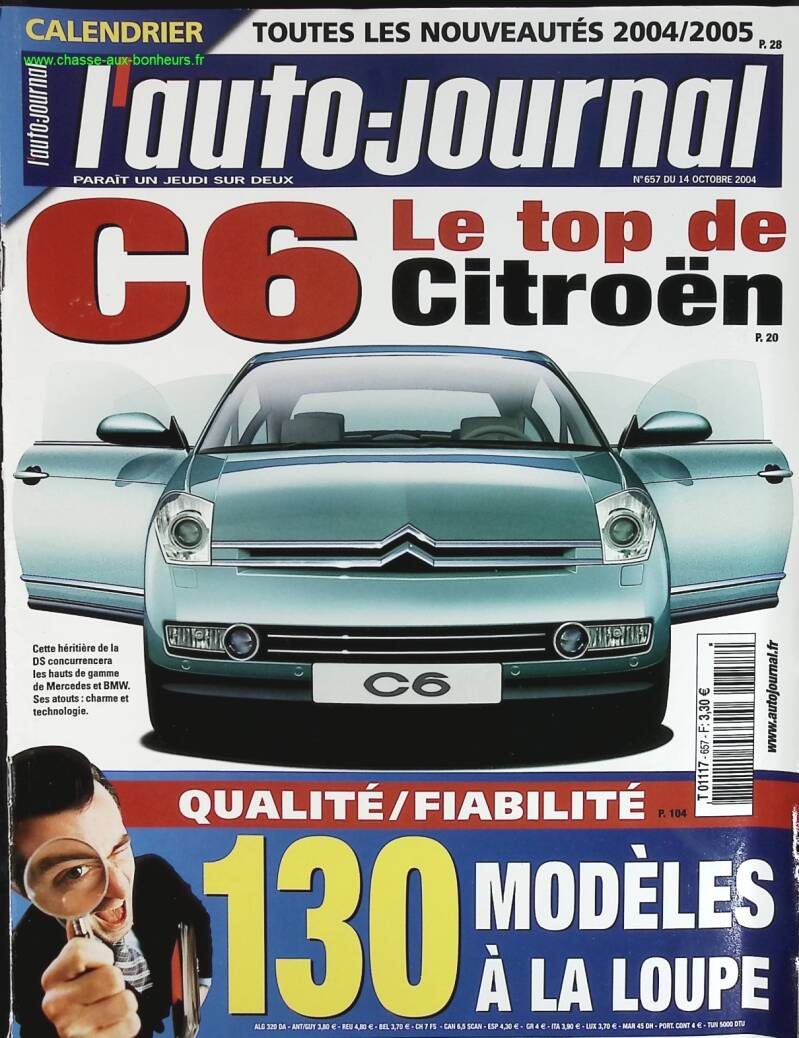 C6 le top de Citroën - L'auto journal - n° 657 - 2004 - revue magazine - voiture
