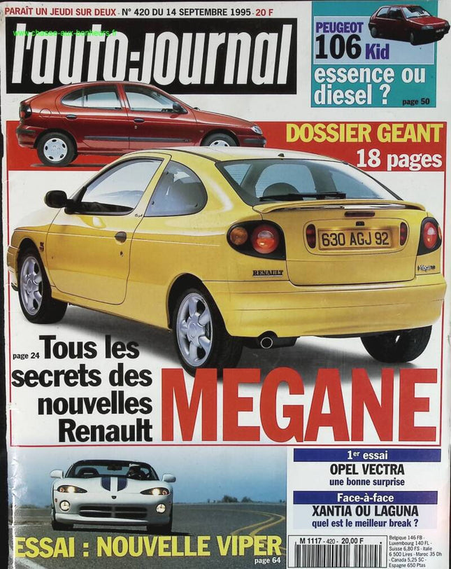 Alle Geheimnisse des Renault Mégane – L'auto Journal – Nr. 420 – 1995 – Zeitschriftenrezension – Auto