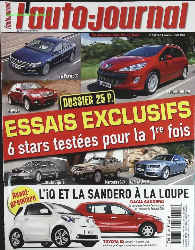 BMW X6 Mercedes GLK - L'auto journal - n° 749 - 2008 - revue magazine - voiture
