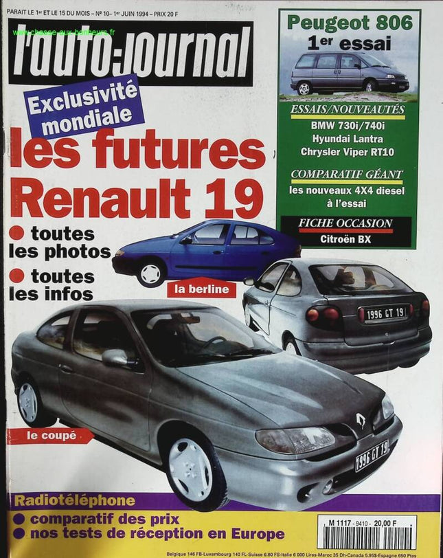 Les futurs Renault 19 - L'auto journal - n° 10 - 1994 - revue magazine - voiture