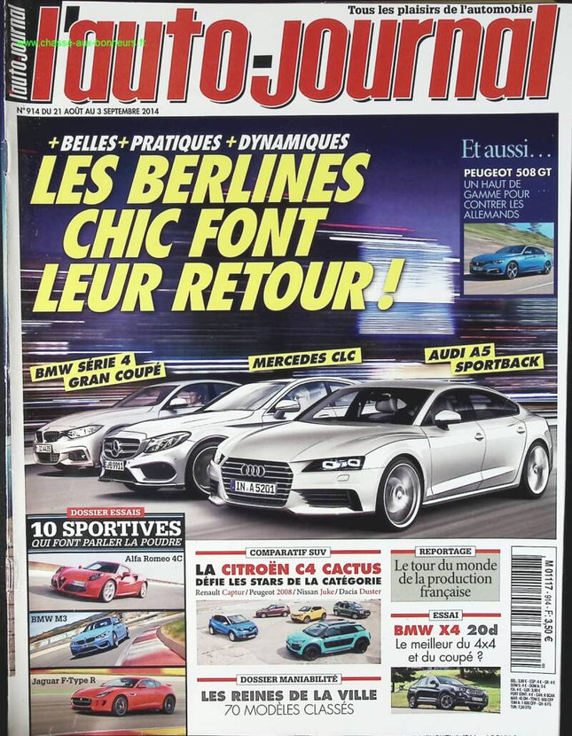 Les berlines chic - L'auto journal - n° 914 - 2014 - revue magazine - voiture