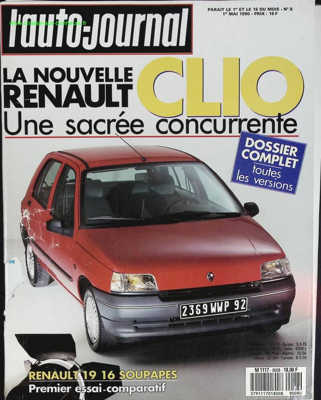 La nouvelle Renault Clio - L'auto journal - n° 8 - 1990 - revue magazine - voiture