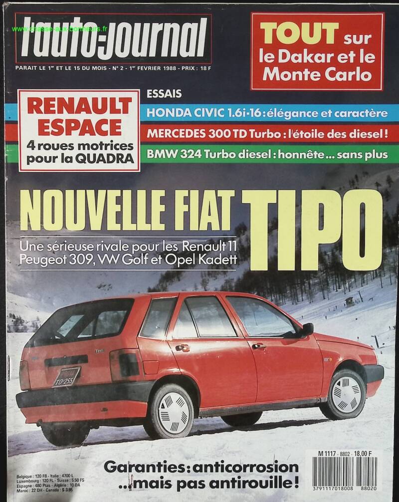 Fiat Tipo - L'auto journal - n° 2 - 1988 - magazine review - car