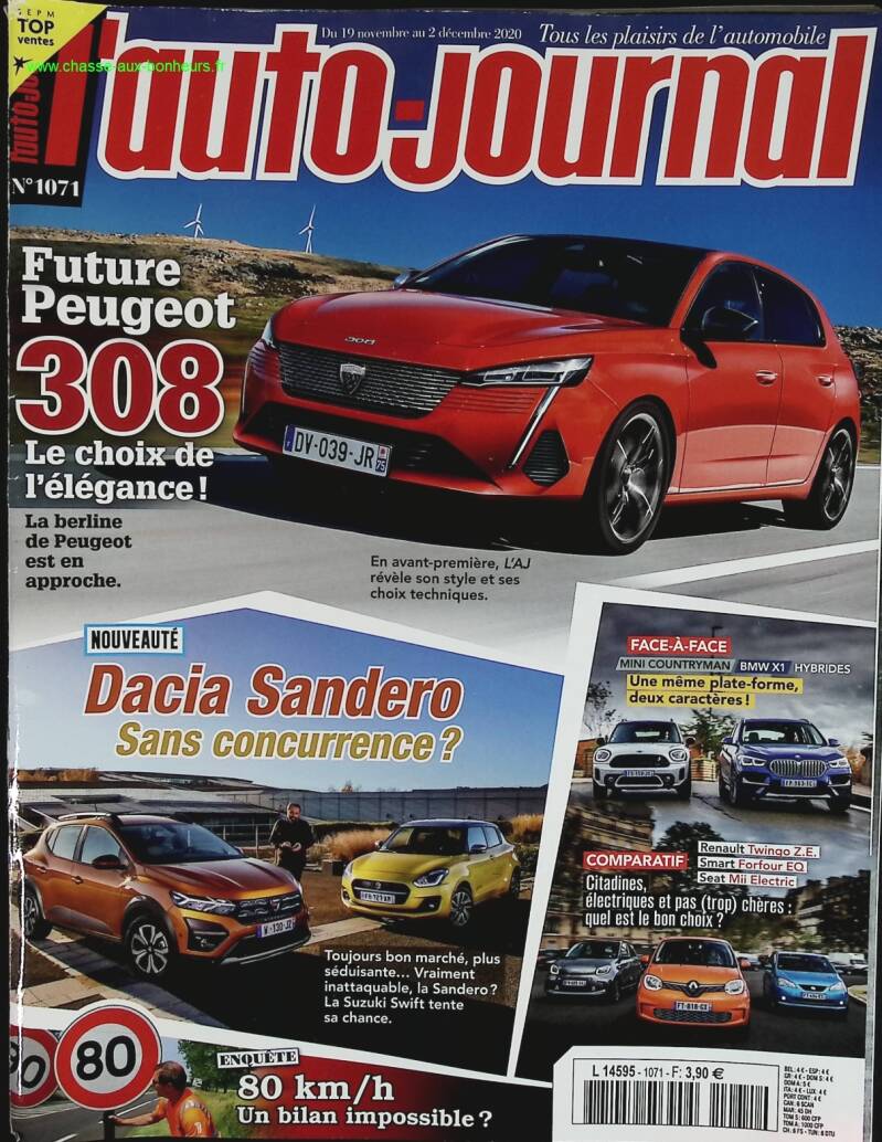 Future Peugeot 308 - L'auto journal - n° 1071 - 2020 - revue magazine - voiture