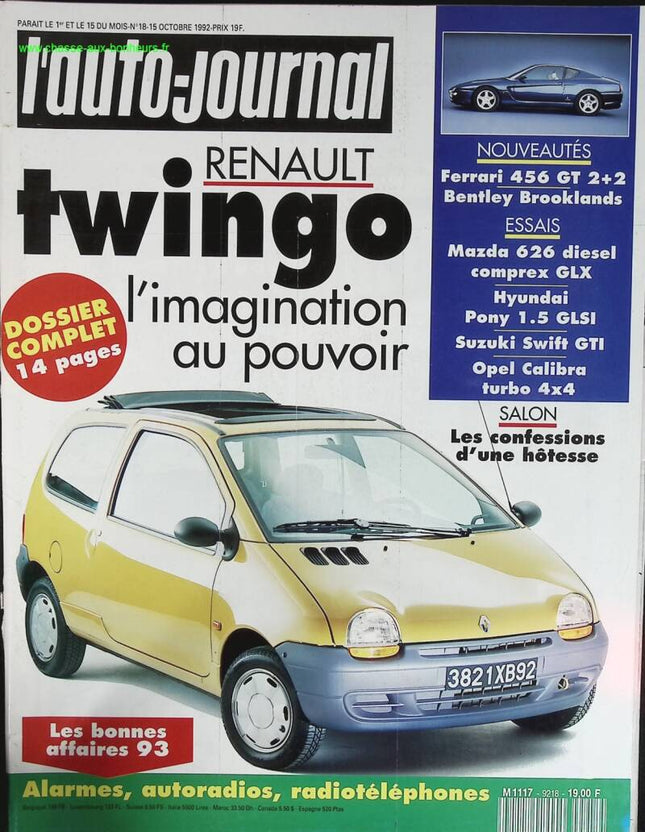 Renault Twingo - L'auto journal - n° 18 - 1992 - revue magazine - voiture