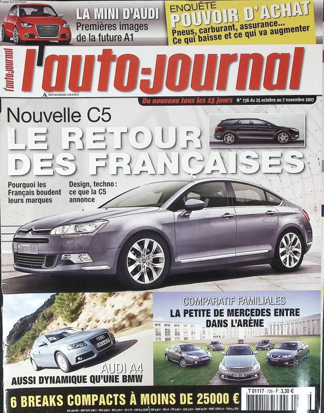 The return of the French New C5 - L'auto journal - n° 736 - 2007 - magazine review - car