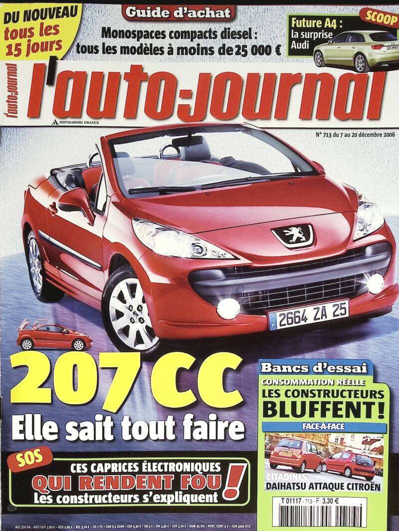207 CC - L'auto journal - n° 713 - 2006 - Zeitschriftenbericht - Auto