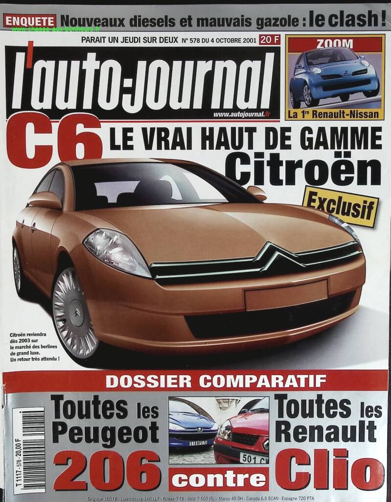 Citroën C6 le vrai haut de gamme - L'auto journal - n° 578 - 2001 - revue magazine - voiture