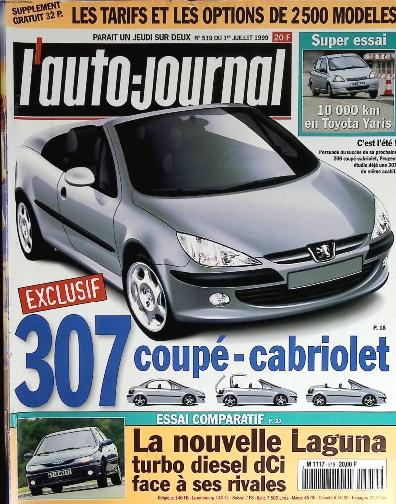 307 Coupé Cabriolet - L'auto journal - Nr. 519 - 1999 - Zeitschriftenrezension - Auto