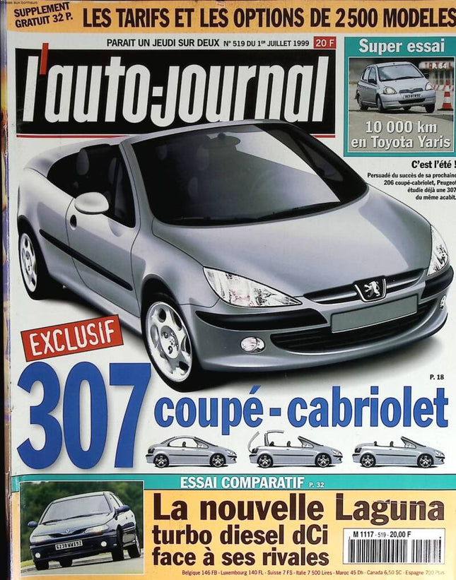 307 coupé cabriolet - L'auto journal - n° 519 - 1999 - magazine review - car