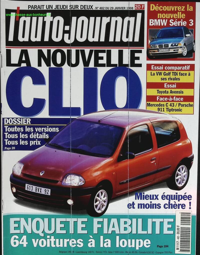 La nouvelle Renault Clio - L'auto journal - n° 482 - 1998 - revue magazine - voiture